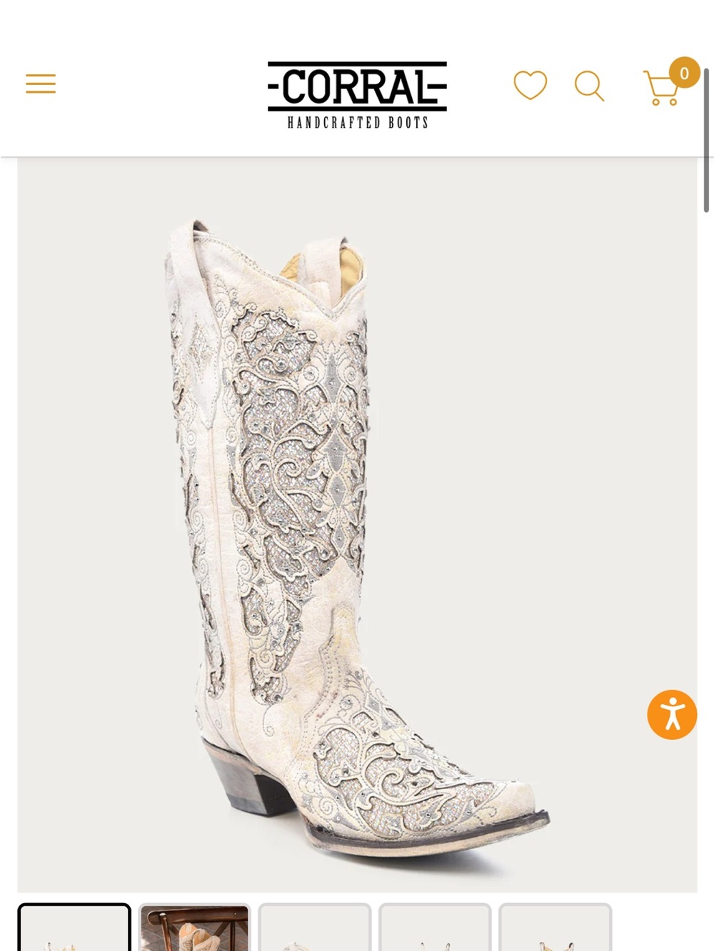 NWOT Corral glitter white boots